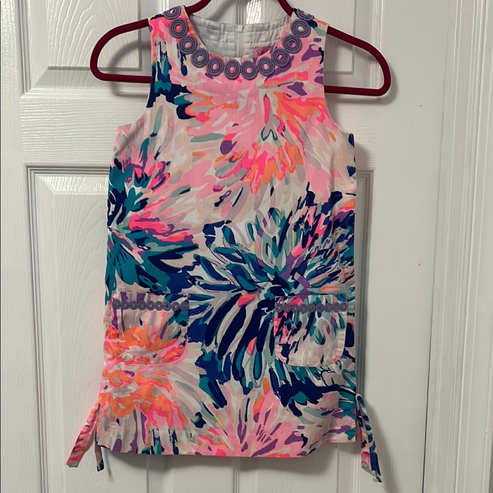 Lilly Pulitzer Pink and Purple Embroidered Girls Dress - Size 10